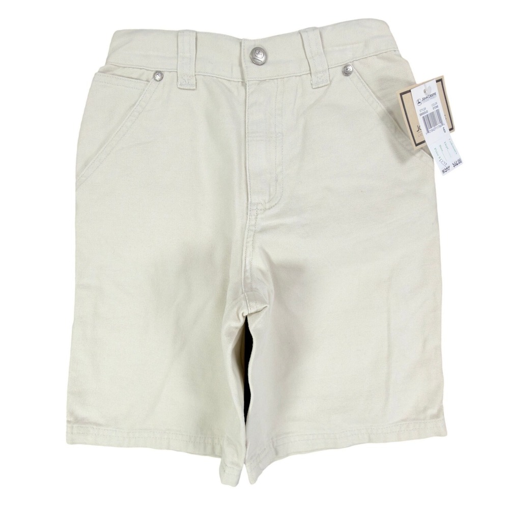 John Deere Y2K Carpenter Shorts Boys 6 Stone Cotton Canvas NWT Deadstock